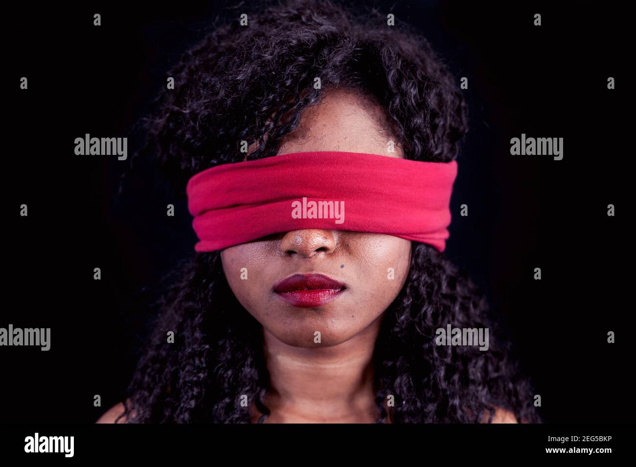 Young African woman blindfold. Concept , Stock Video