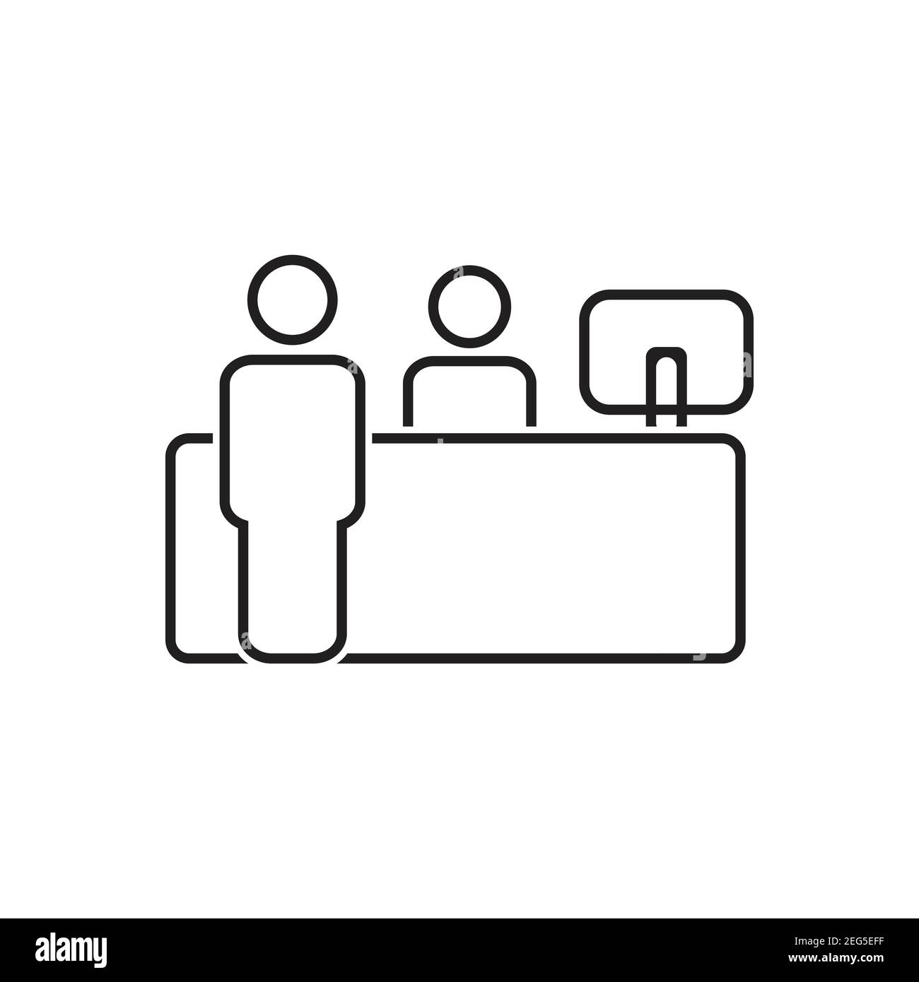 Customer service desk outline icon vector. Reception symbol for graphic
