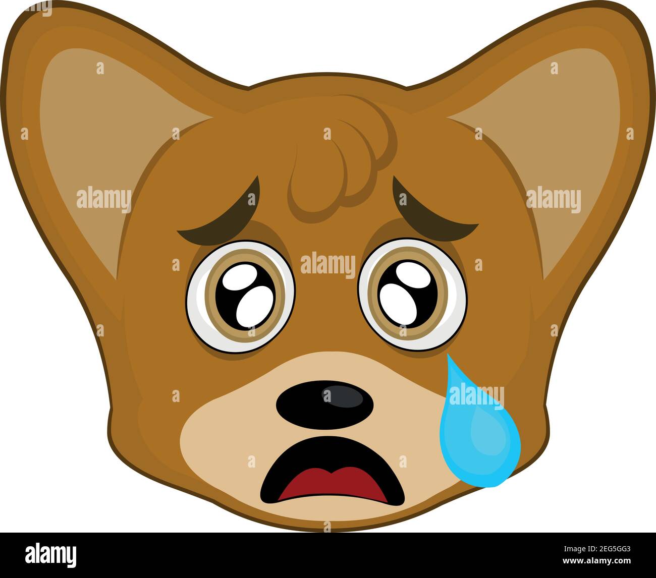 .Vector illustration of the face of a cartoon fox with a sad expression Stock Vector