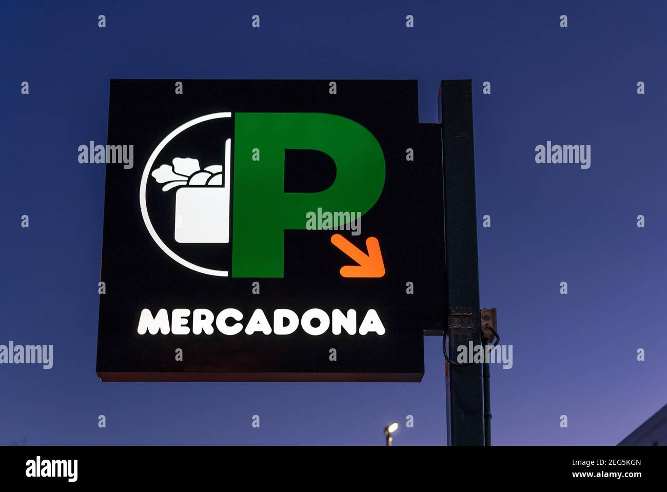 Campos, Spain; february 16 2021 entrance of a supermarket of a Spanish