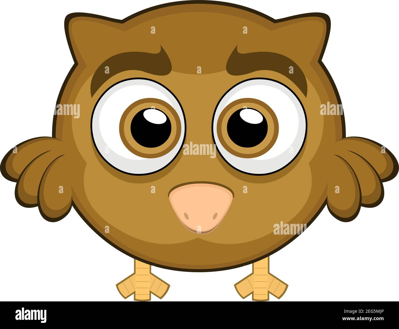 Vector emoticon illustration of a cute cartoon owl bird of prey Stock Vector