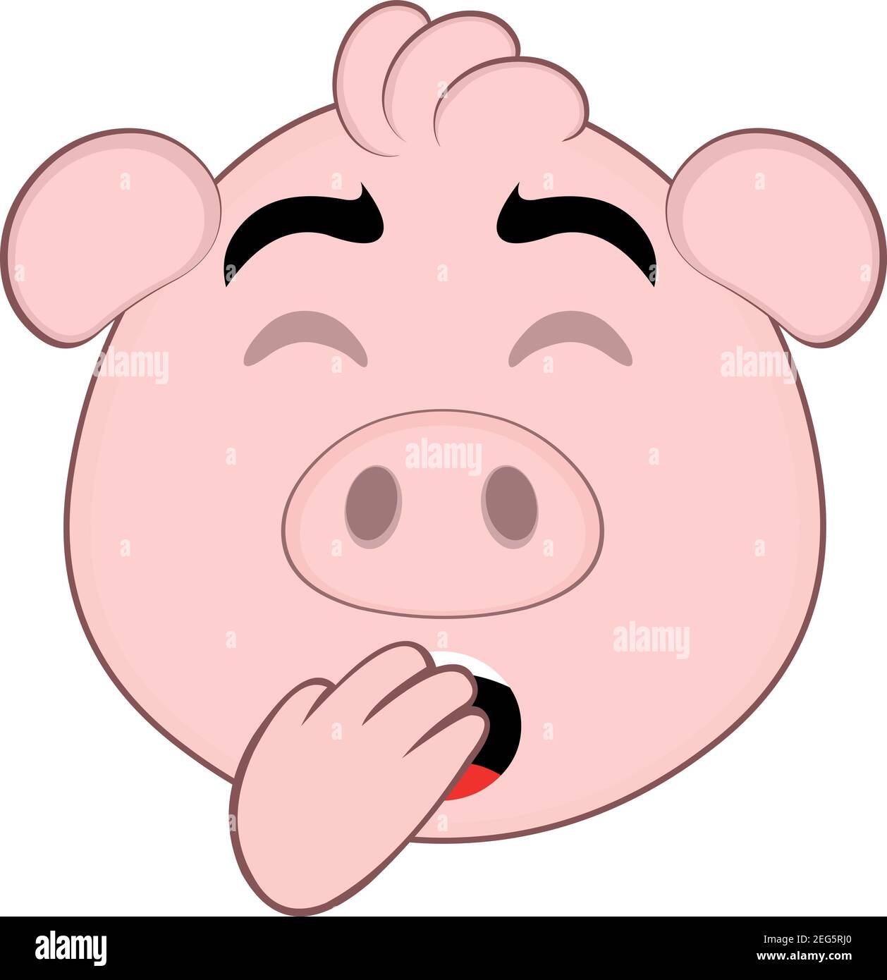 Vector emoticon illustration cartoon of a pig´s head with a tired  expression, yawning, covering his mouth with his hand Stock Vector Image &  Art - Alamy