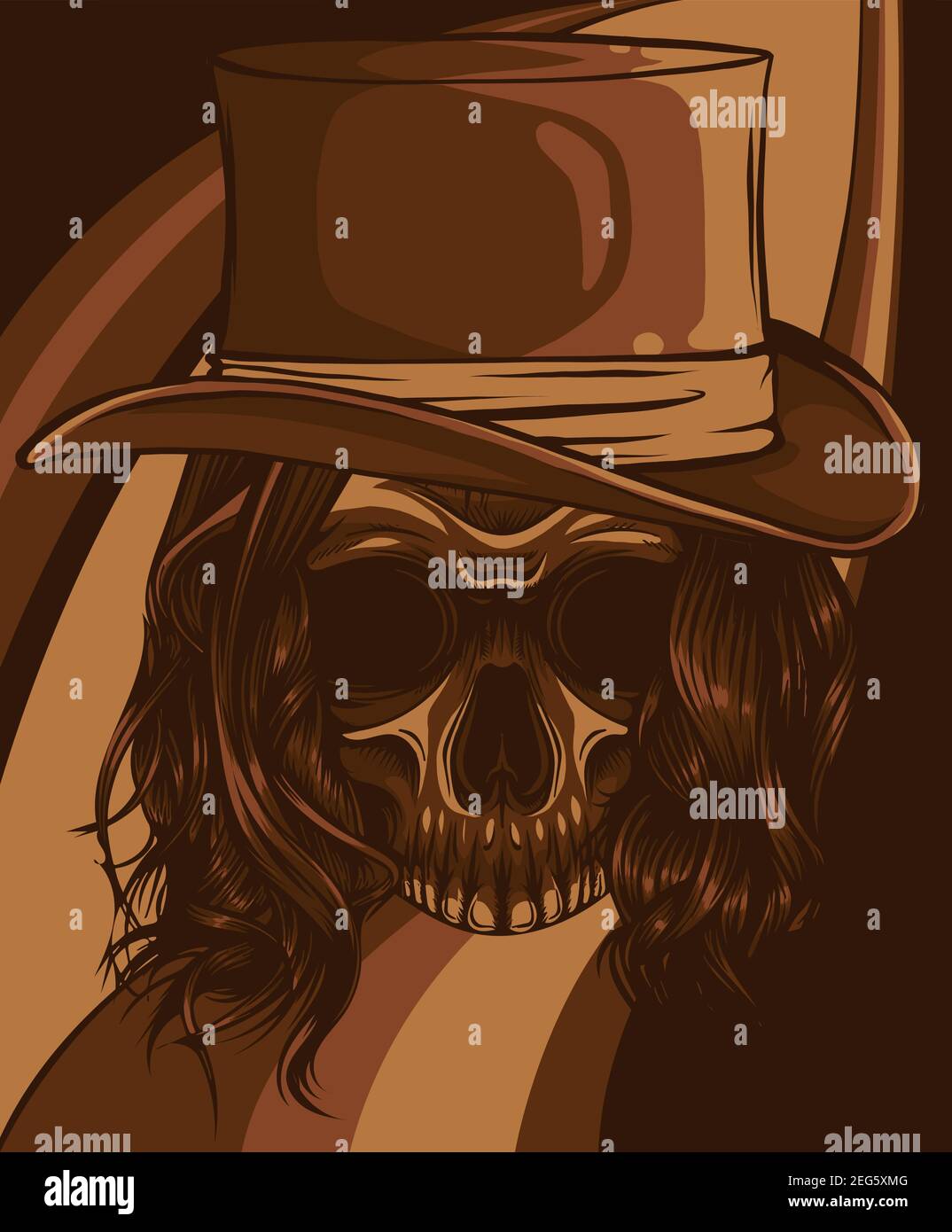 Gangster skull . Death head with hat vector Stock Vector