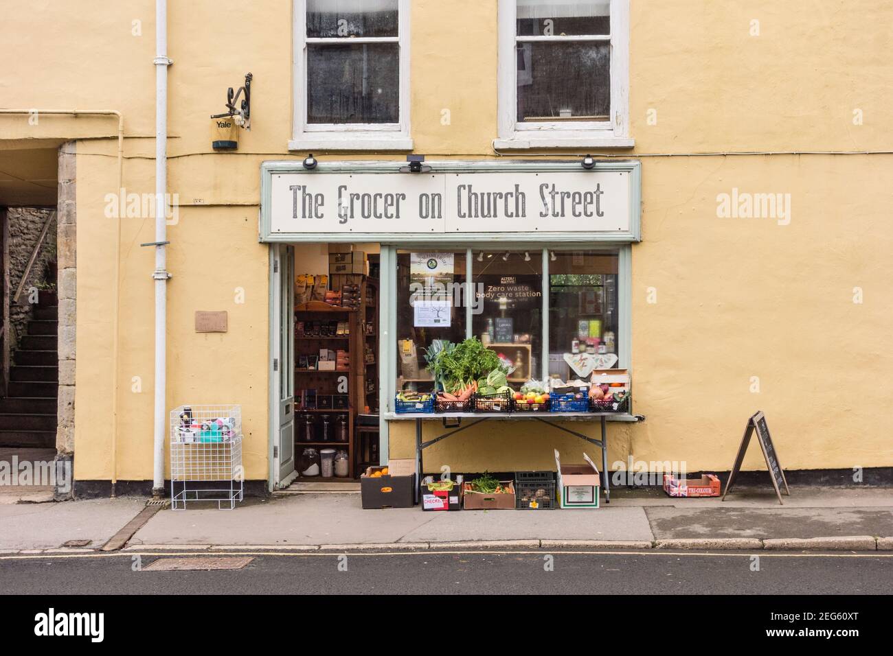 The Grocer on Church Street, independant grocer shop, Tetbury, Gloucestershire, UK Stock Photo