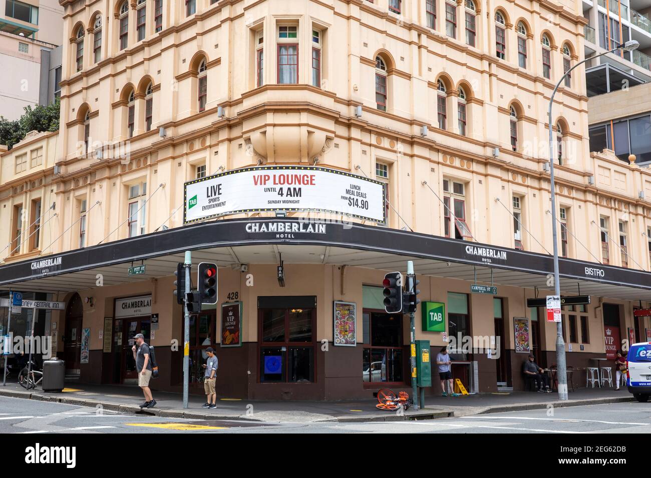 Sydney pub, Chamberlain Hotel and bar public house in Pitt Street
