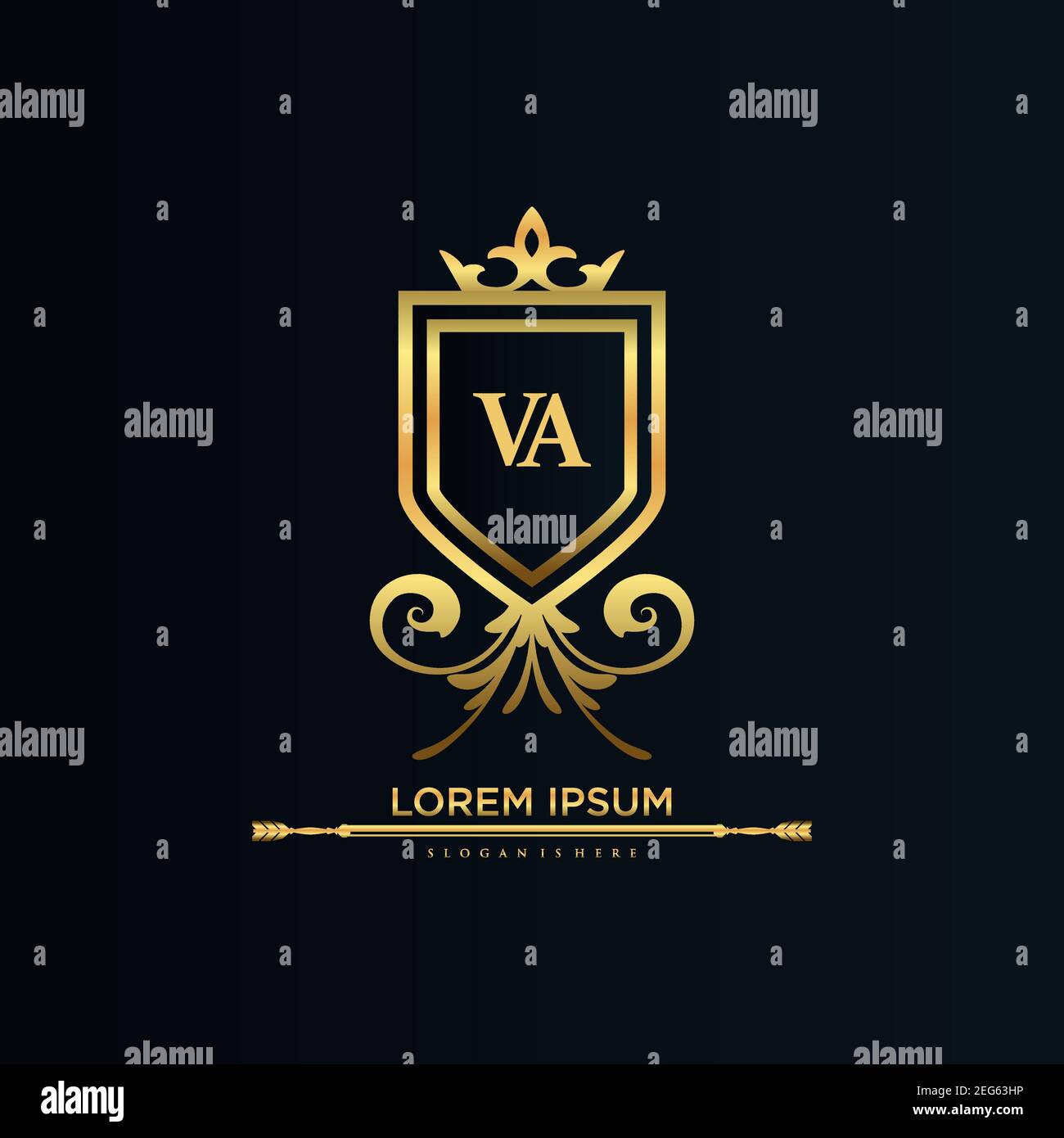 VA Letter Initial with Royal Template.elegant with crown logo vector, Creative Lettering Logo Vector Illustration Art. Stock Vector