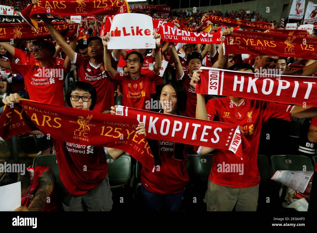 Soccer Football - Leicester City v Liverpool - Pre Season Friendly - The Premier League Asia Trophy - Final - June 22, 2017   Liverpool fans    REUTERS/BOBBY YIP Stock Photo