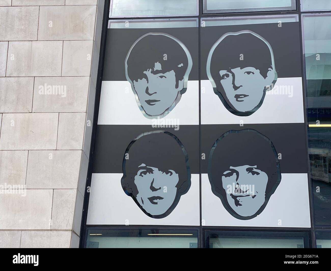 Liverpool, UK - September 2020: Signs showing the beatles band in Liverpool Stock Photo