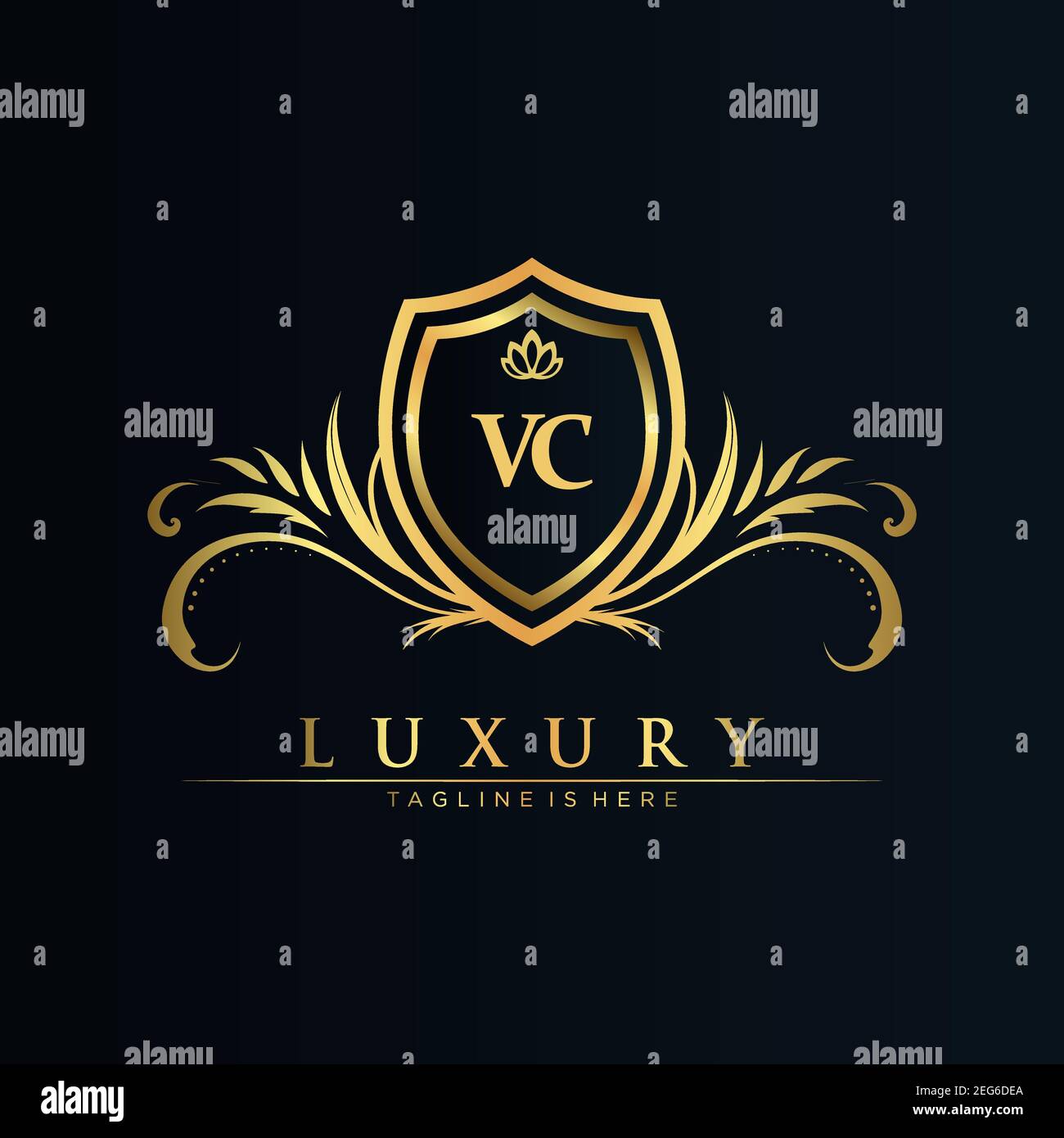 VC Letter Initial with Royal Template.elegant with crown logo vector ...