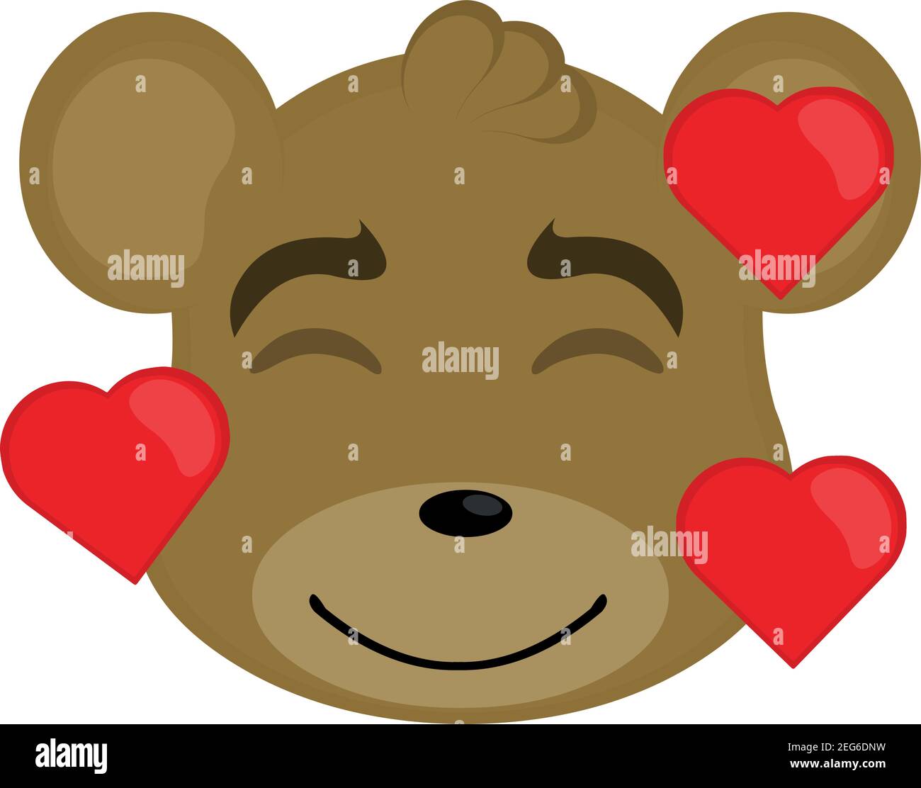 Vector emoticon illustration cartoon of a teddy bear´s head with an expression of joy, in love