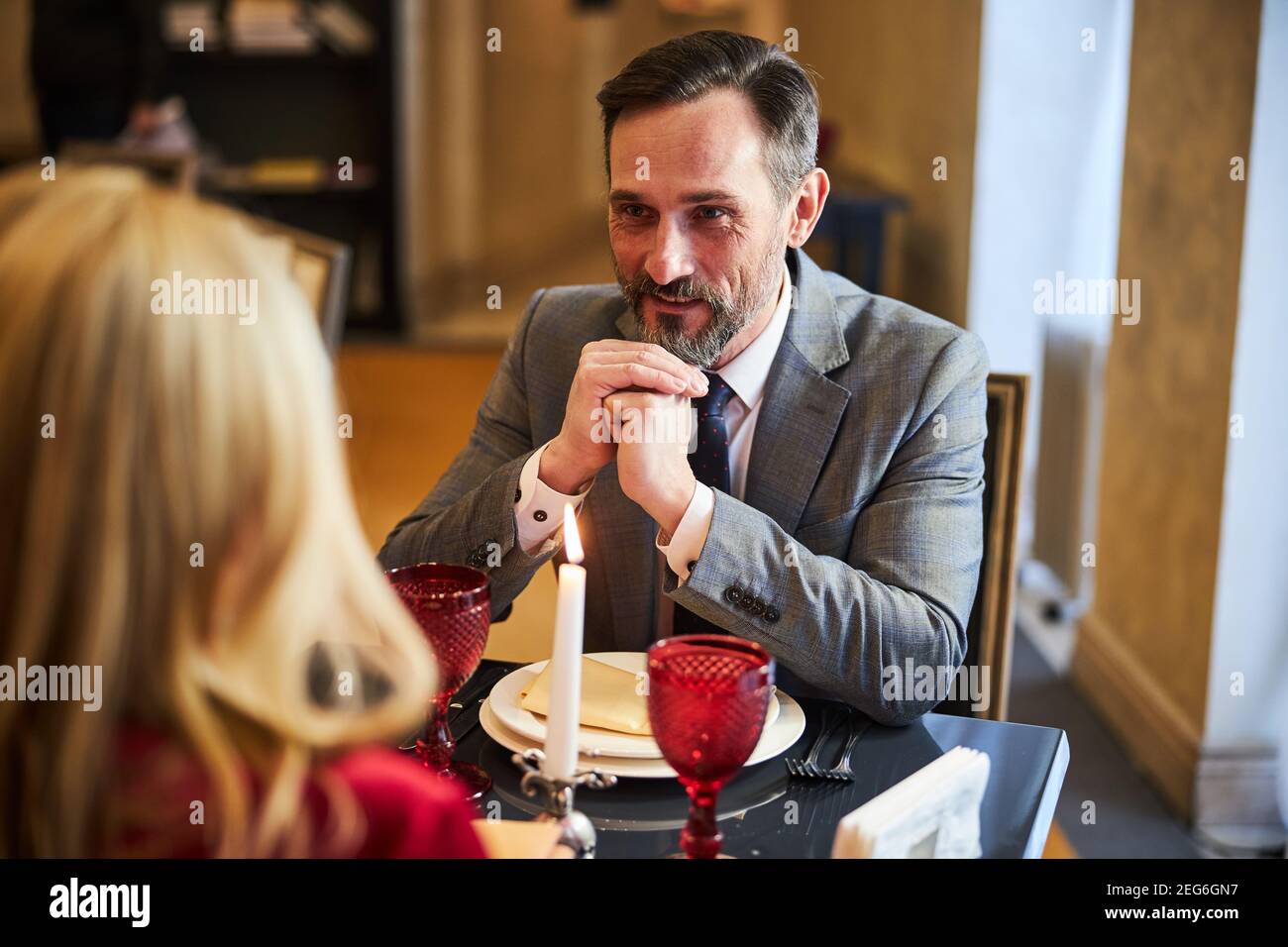 Eye-contact is crucial for developing trust with anyone Stock Photo