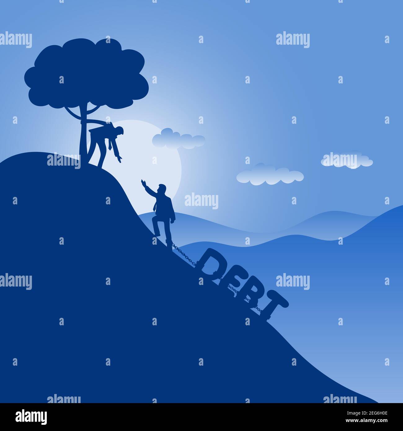 Gallery Detail: Businessman Helping His Friend From Debt Illustration Vector In Blue