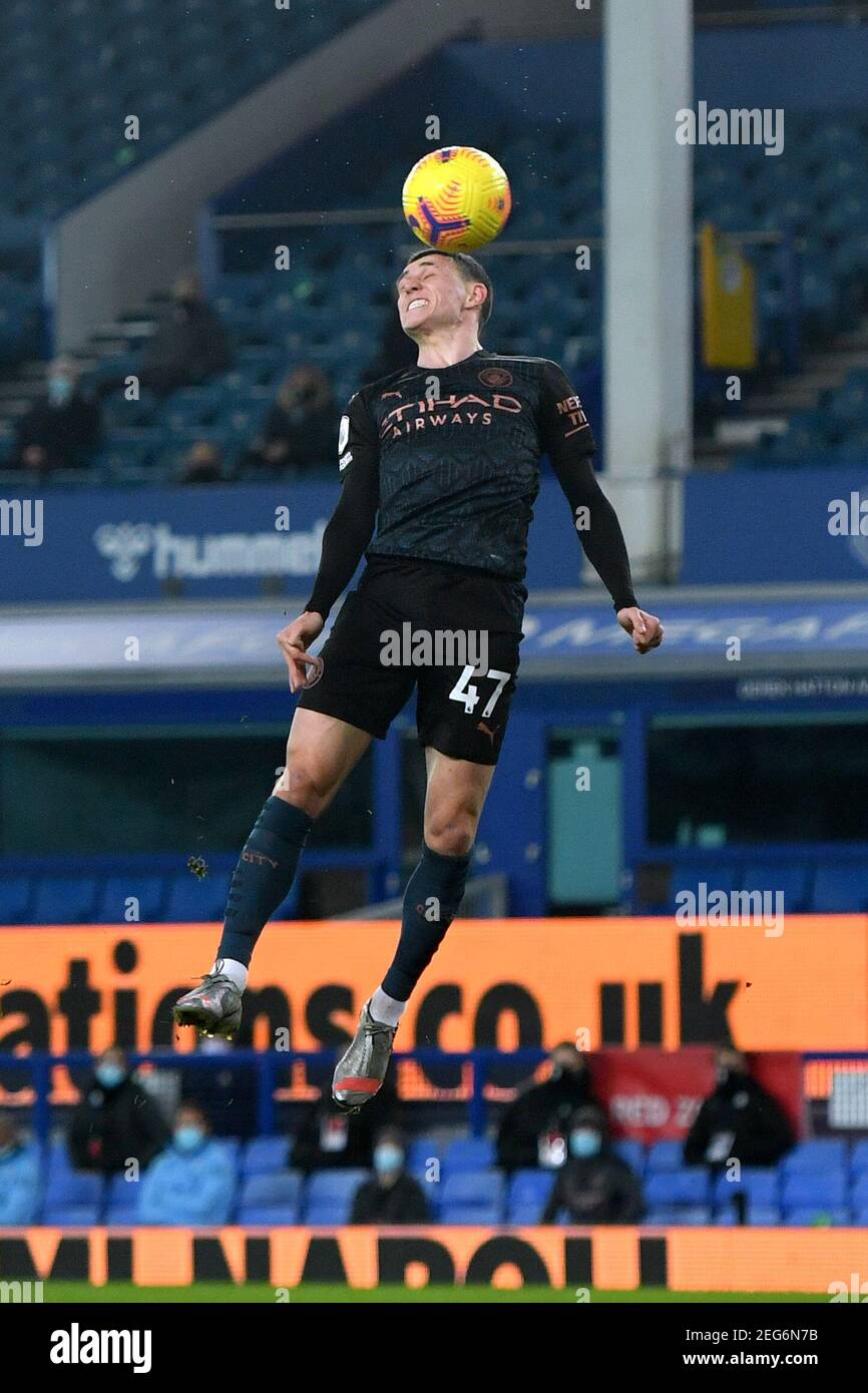 Liverpool, United Kingdom, 17th February 2021. Manchester City's Phil Foden. Credit: Anthony Devlin/Alamy Live News Stock Photo
