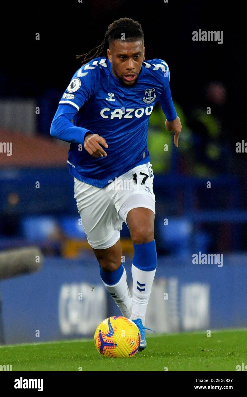 Liverpool, United Kingdom, 17th February 2021. Everton’s Alex Iwobi. Credit: Anthony Devlin/Alamy Live News Stock Photo