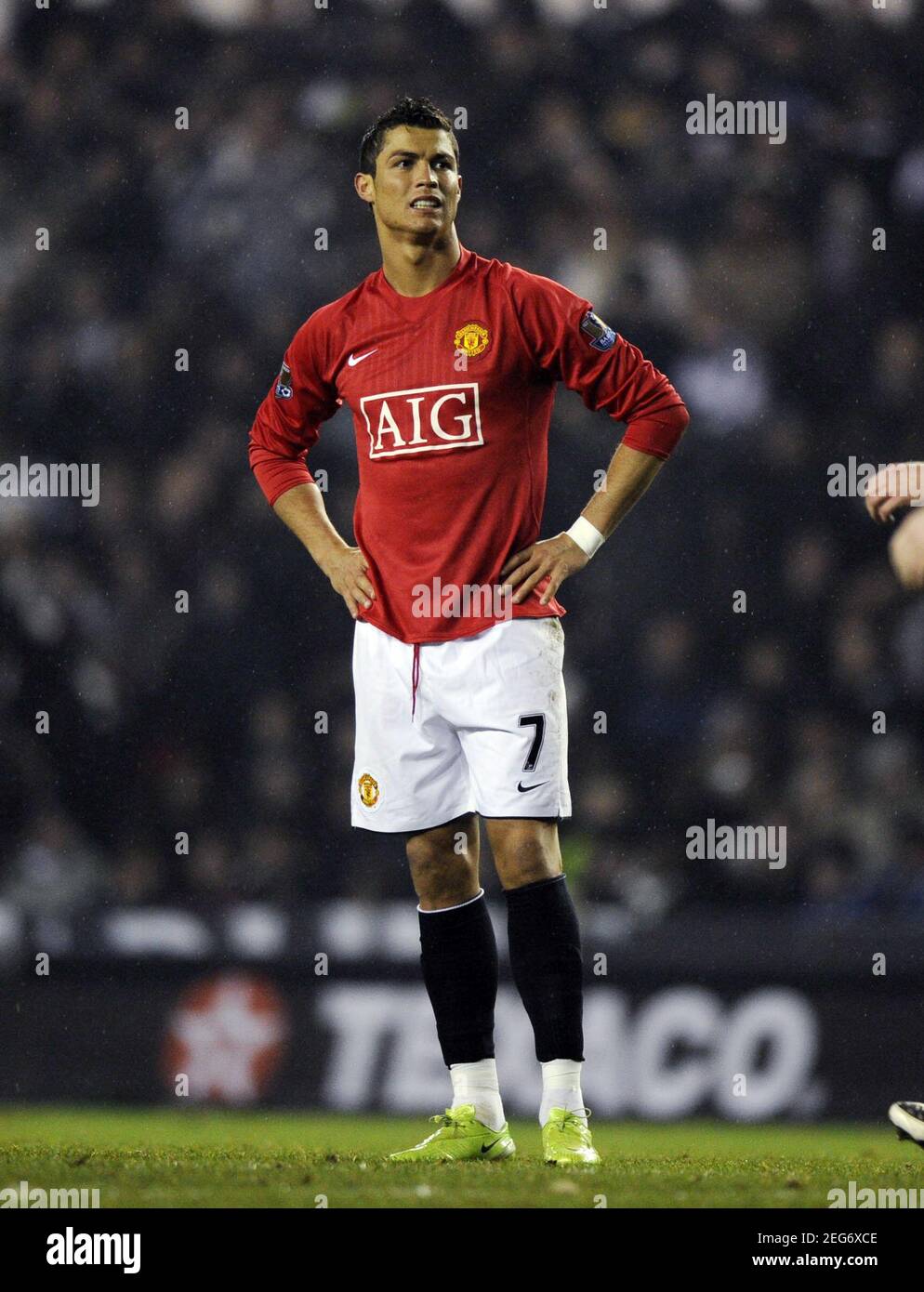 Football - Derby County v Manchester United Carling Cup Semi Final First Leg - Pride Park - 7/1/09 Cristiano Ronaldo of Manchester United Mandatory Credit: Action Images / Michael Regan Livepic Stock Photo - Alamy Football - Derby County v Manchester United Carling Cup Semi Final First Leg - Pride Park - 7/1/09 Cristiano Ronaldo of Manchester United Mandatory Credit: Action Images / Michael Regan Livepic Stock Photo - Alamy