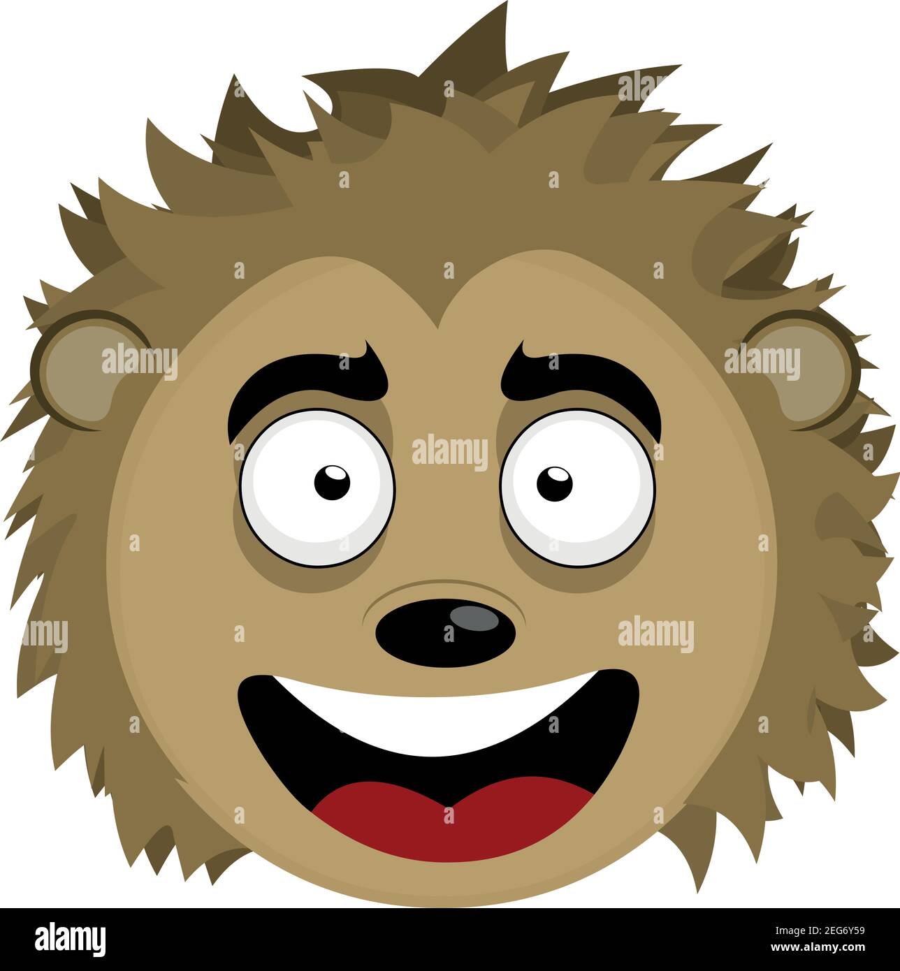 Vector emoticon illustration cartoon of a porcupine's head with a happy expression and smiling Stock Vector