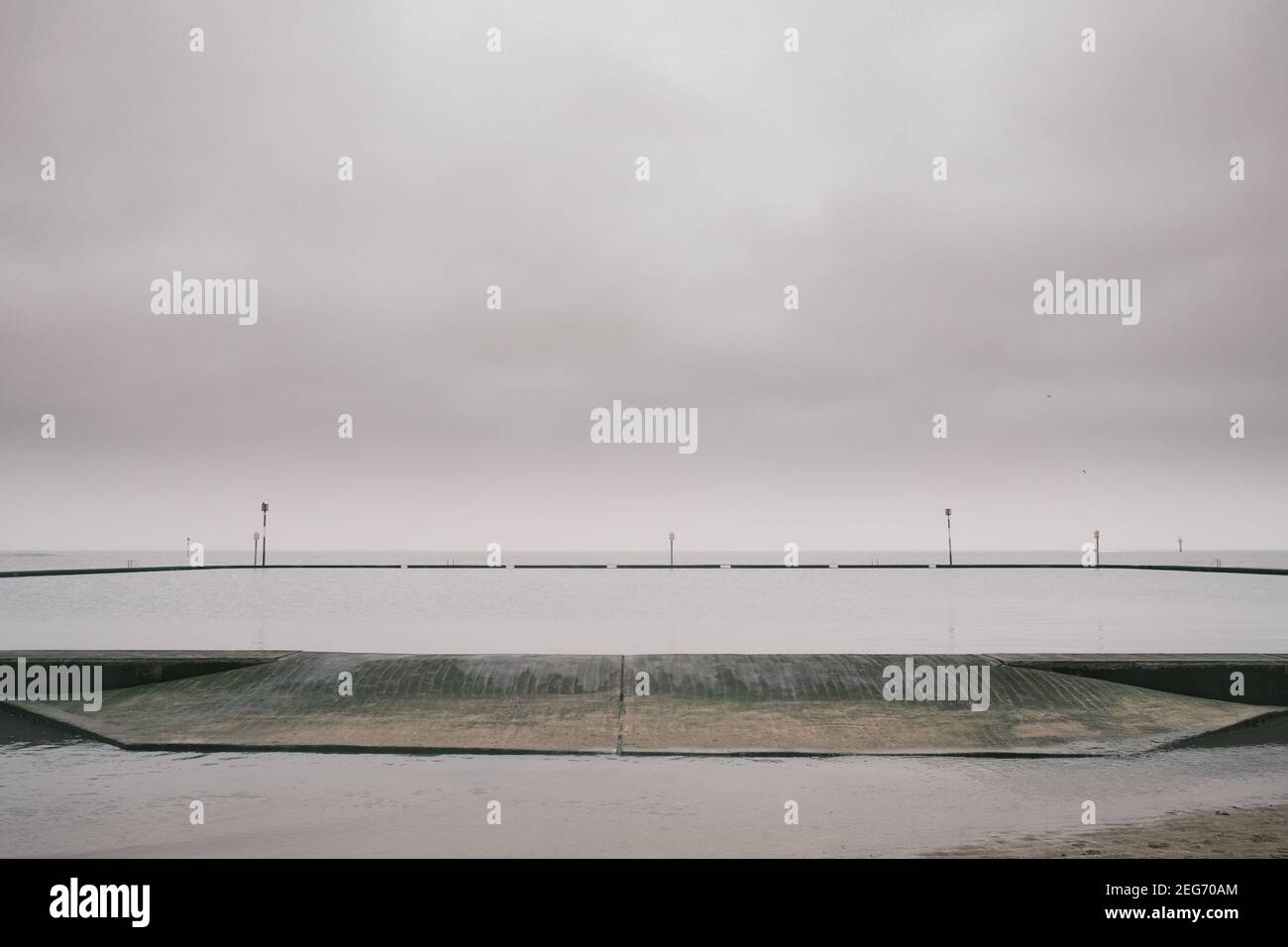The Boating Pool, Margate, Kent, UK, with view to the Harbour Arm Stock ...