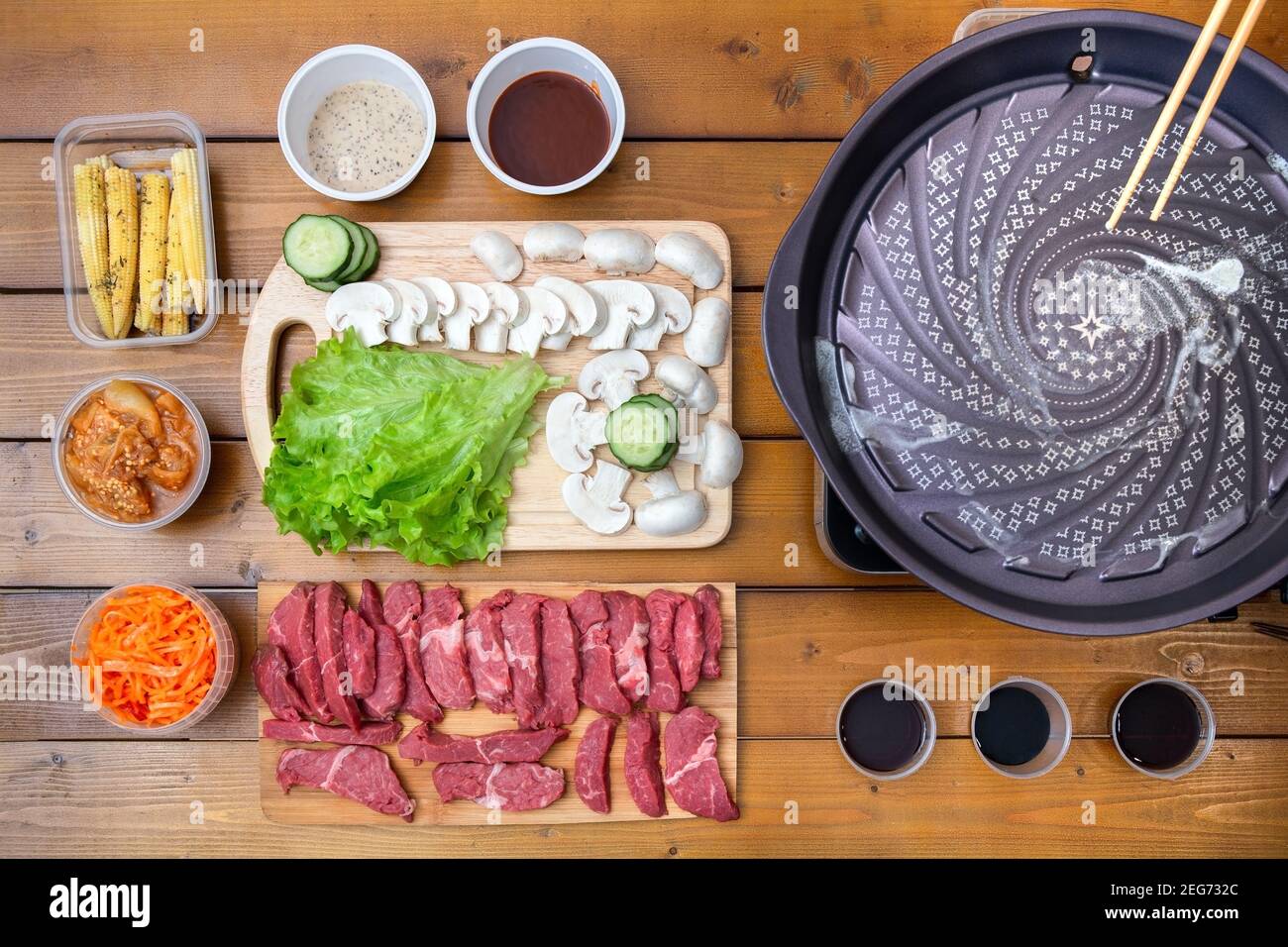 Yakiniku is the food that grilled a thin sliced beef and dipped in a