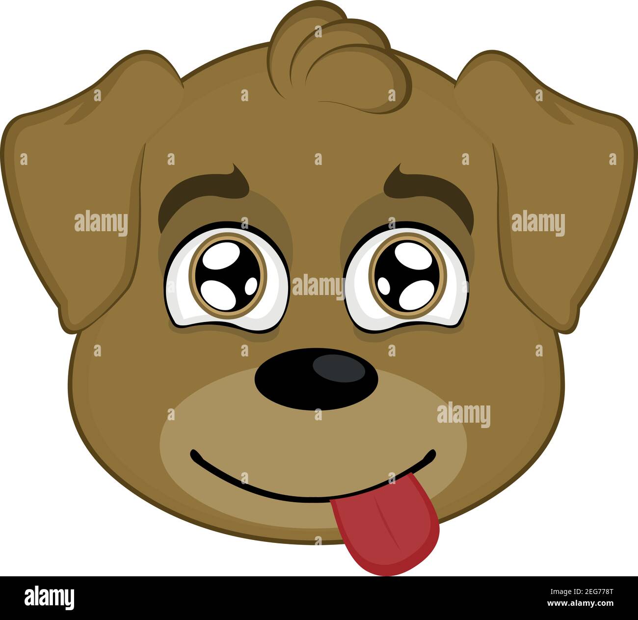 Vector emoticon illustration of a cartoon dog's face with a happy expression and tongue sticking out Stock Vector