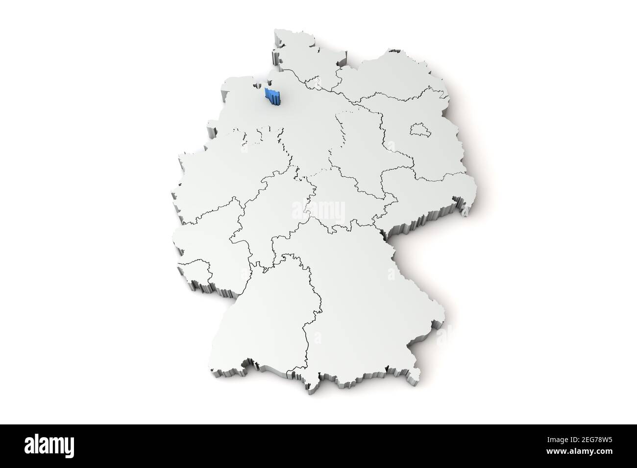 Map of Germany showing Bremen region. 3D Rendering Stock Photo Alamy