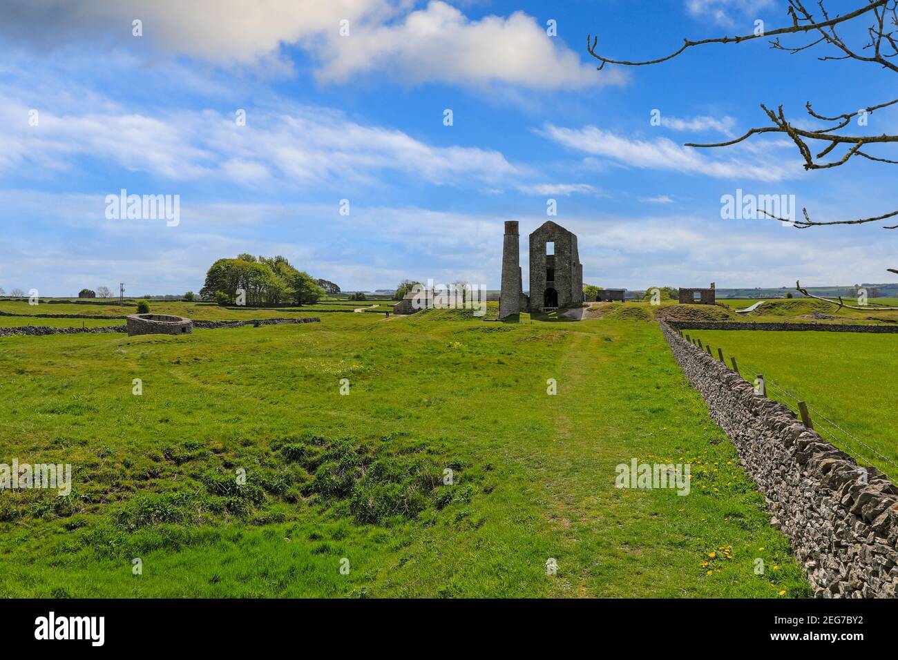 The Engine House at Magpie Mine, a well-preserved disused lead mine, Sheldon, Derbyshire, England, UK Stock Photo