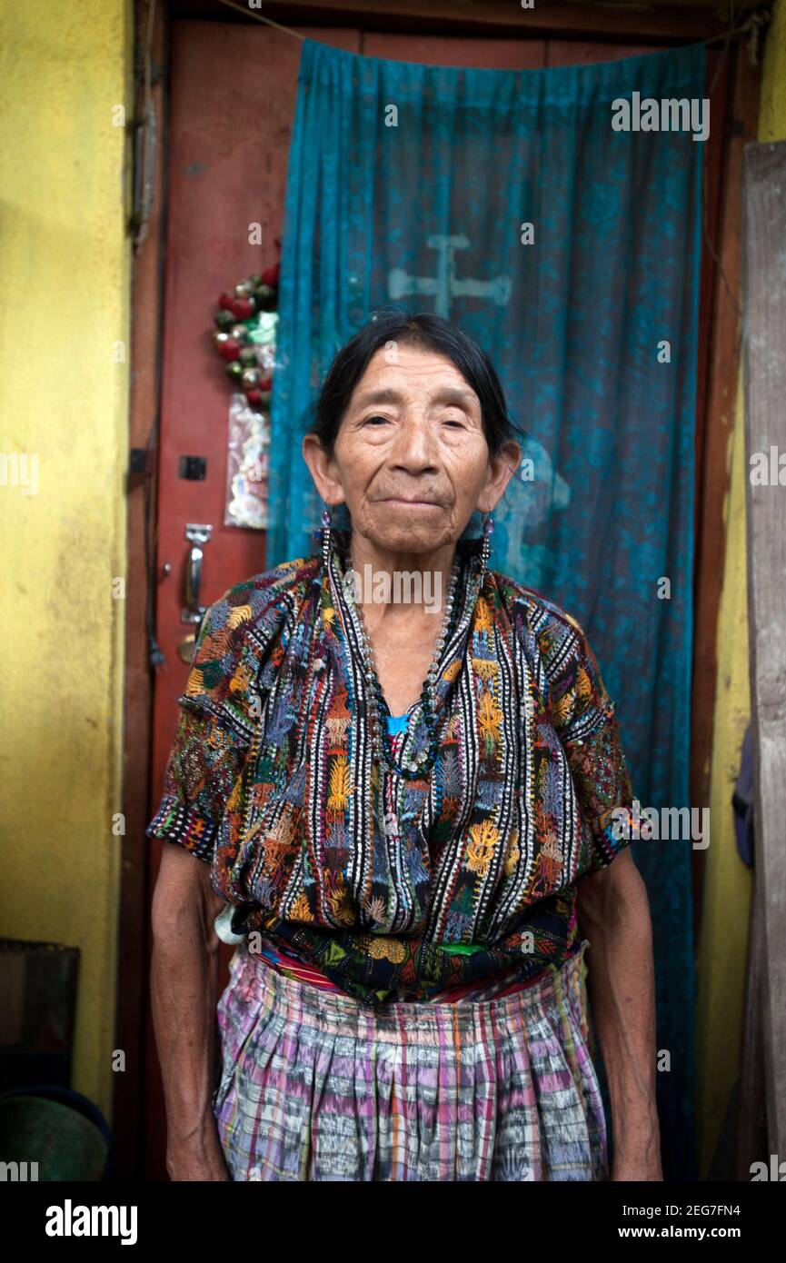 A maya indigenous woman in San Jorge La Laguna, Solola, Guatemala. Stock Photo