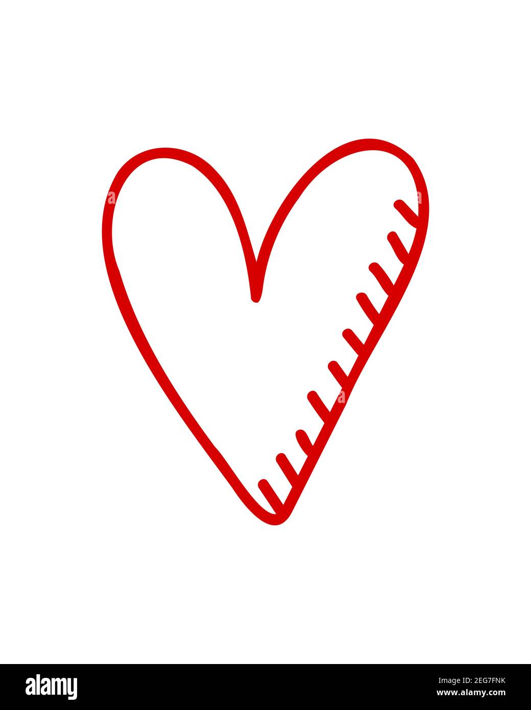 Red doodle heart vector. Hand drawing illustration isolated on white ...