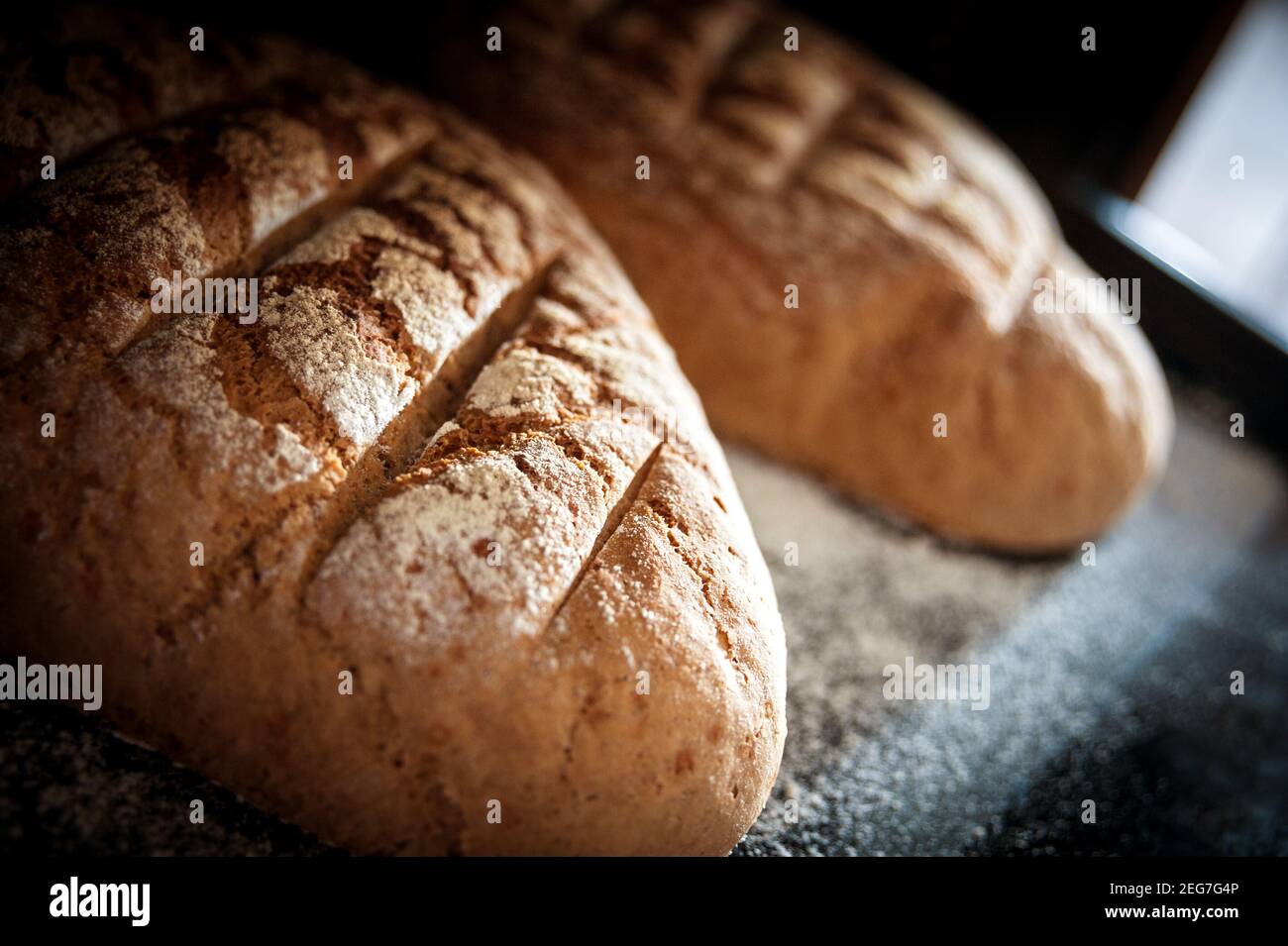 Fresh homemade crispy Bread Stock Photo