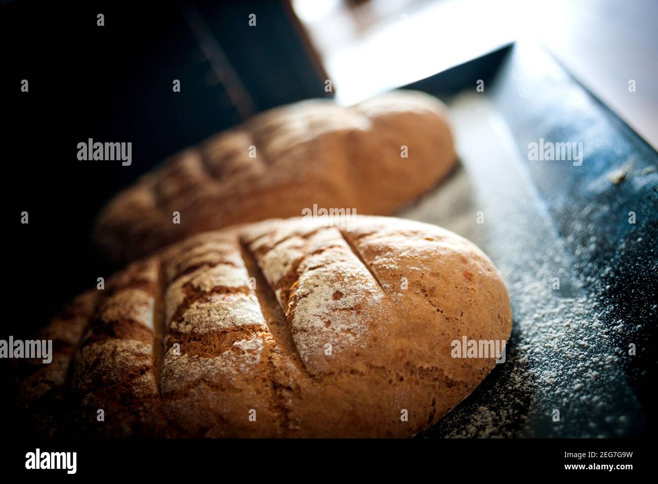 Fresh homemade crispy Bread Stock Photo