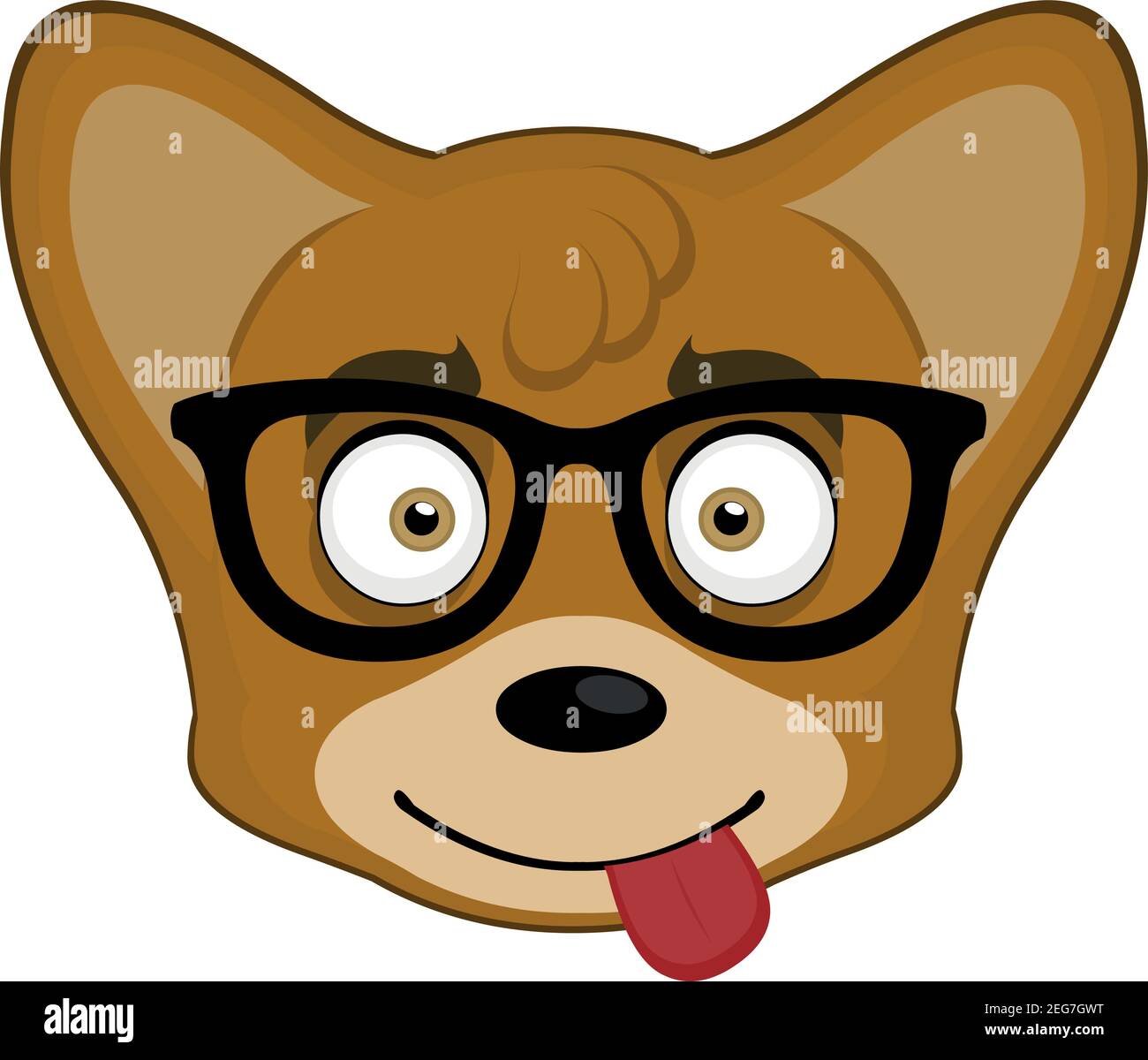 Vector illustration of the face of a cartoon fox with glasses Stock Vector