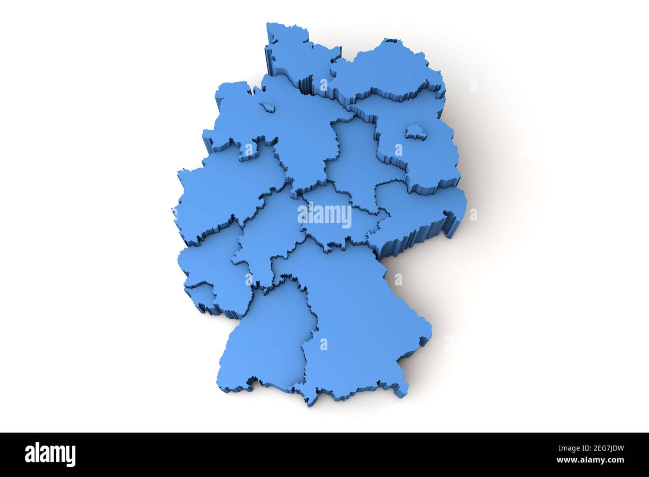 Map of Germany showing all state regions. 3D Rendering Stock Photo