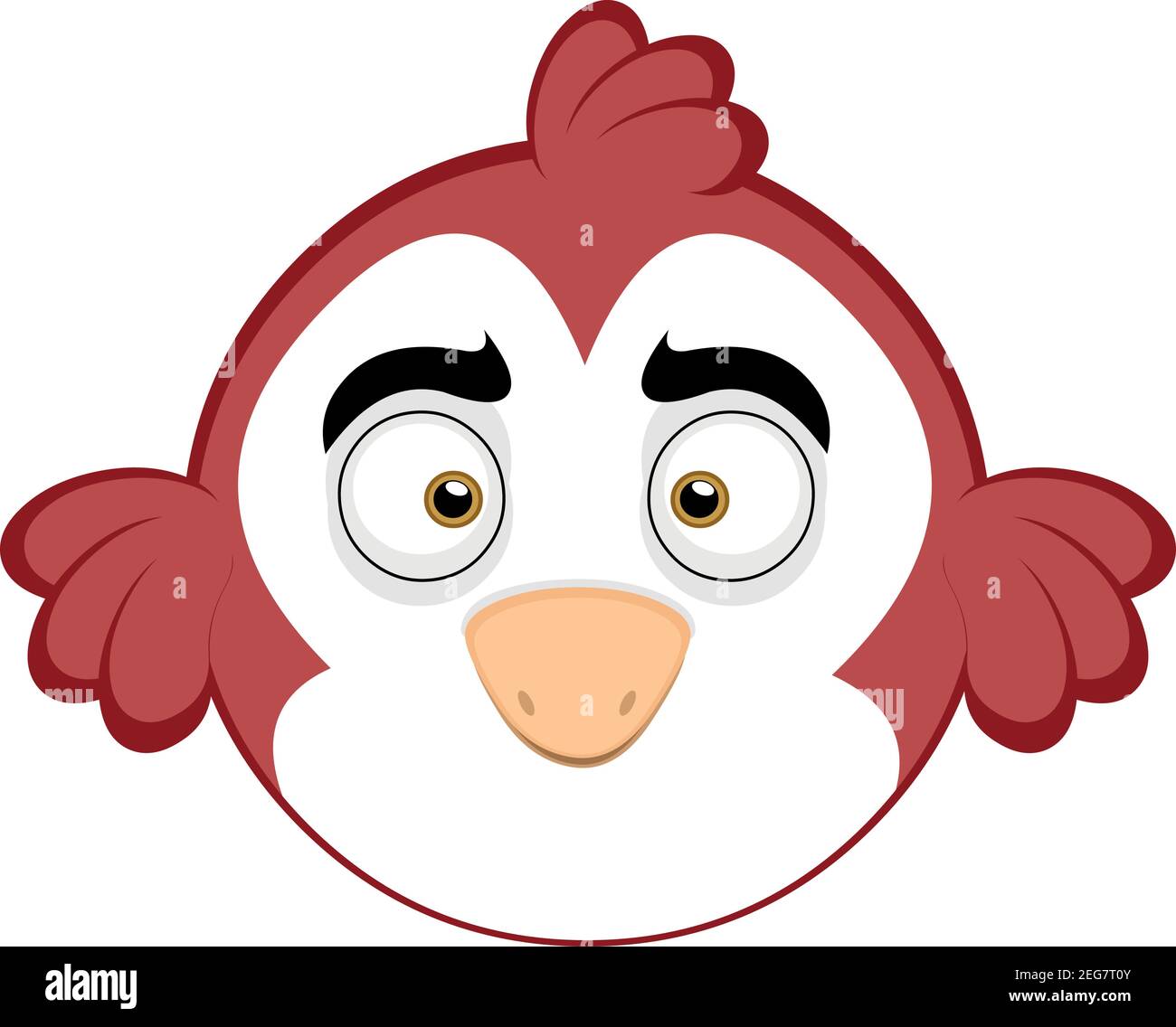 Vector emoticon illustration of a cute red cartoon bird character Stock Vector