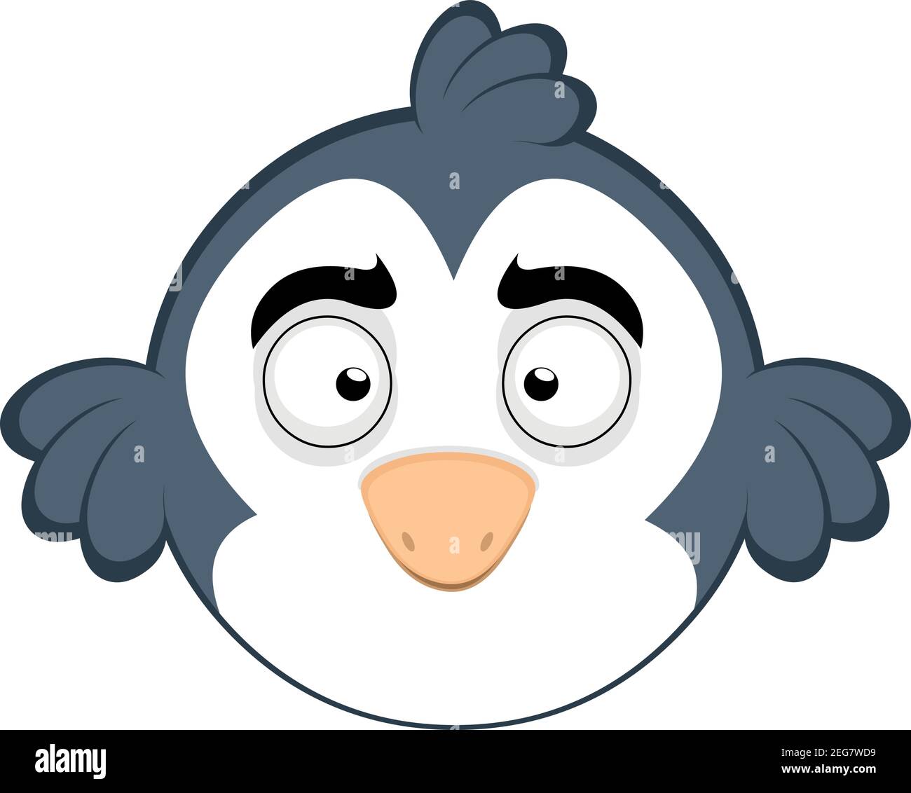 Vector emoticon illustration of a cute blue cartoon bird character Stock Vector