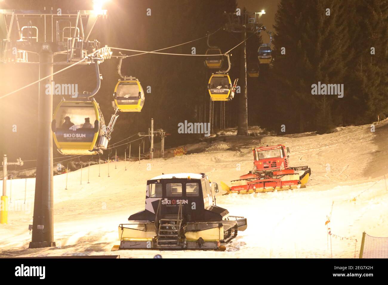 Trotz Corona: Polen öffnet Skigebiete - Ansturm auf Wintersportorte folgt prompt, Swieradow Zdroj (Bad Flinsberg) Polen,17.02.2021 Stock Photo