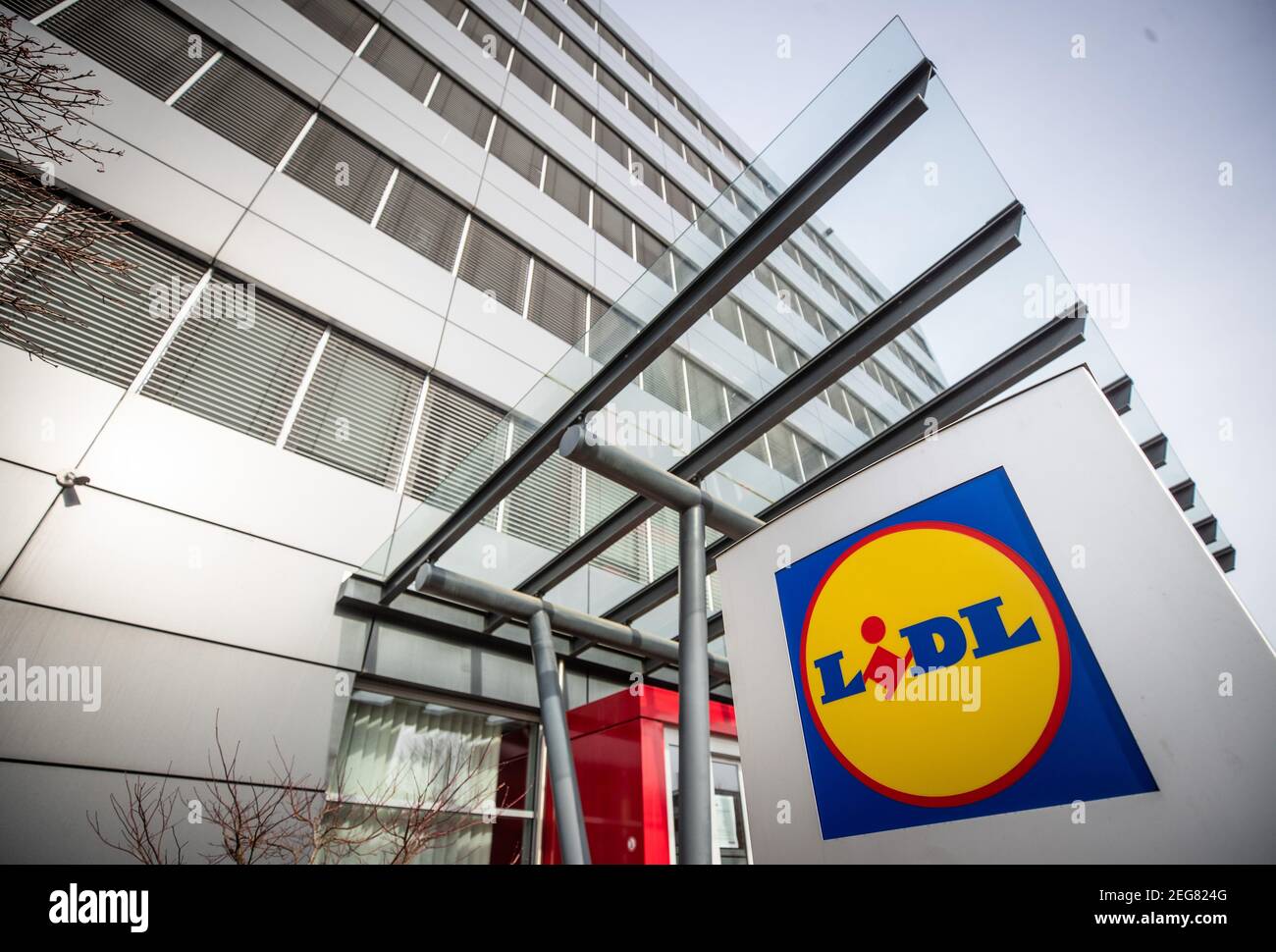 Neckarsulm, Germany. 18th Feb, 2021. View of the Lidl headquarters in