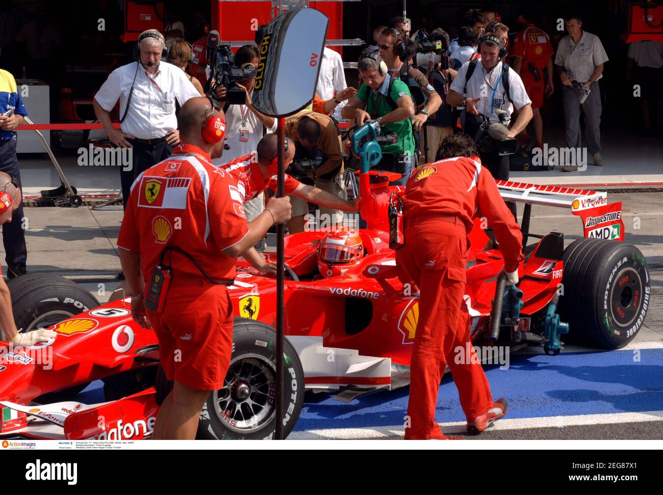 Formula One - F1 - Italian Grand Prix 2006 - Monza - Italy - 8/9/06 Michael  Schumacher - Ferrari in garage Mandatory Credit: Action Images / Crispin  Thruston Stock Photo - Alamy