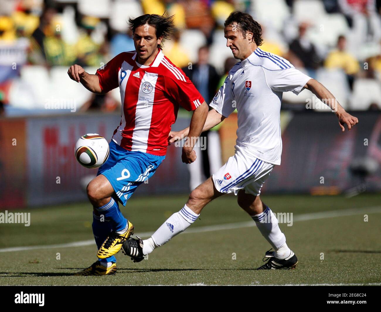 Football Slovakia V Paraguay Fifa World Cup South Africa 10 Group F Free State Stadium Bloemfontein South Africa 6 10 Roque Santa Cruz Paraguay And Jan Kozak