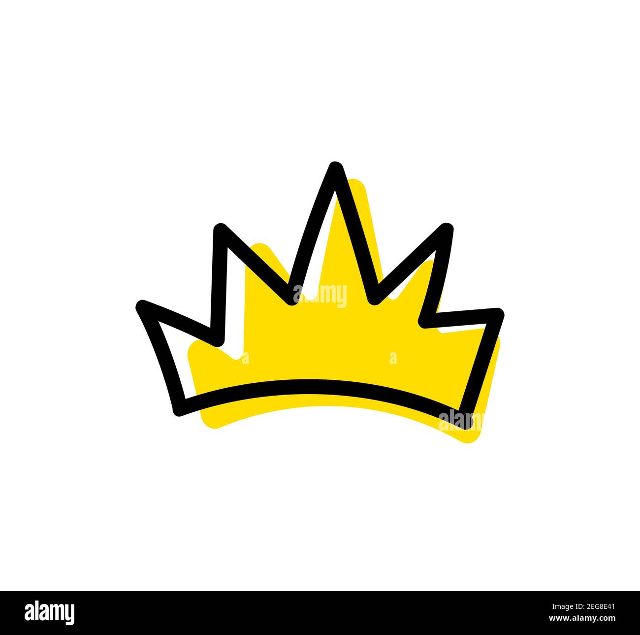Crown doodle vector icon. Gold crown symbol for logo, emblem. Symbol of
