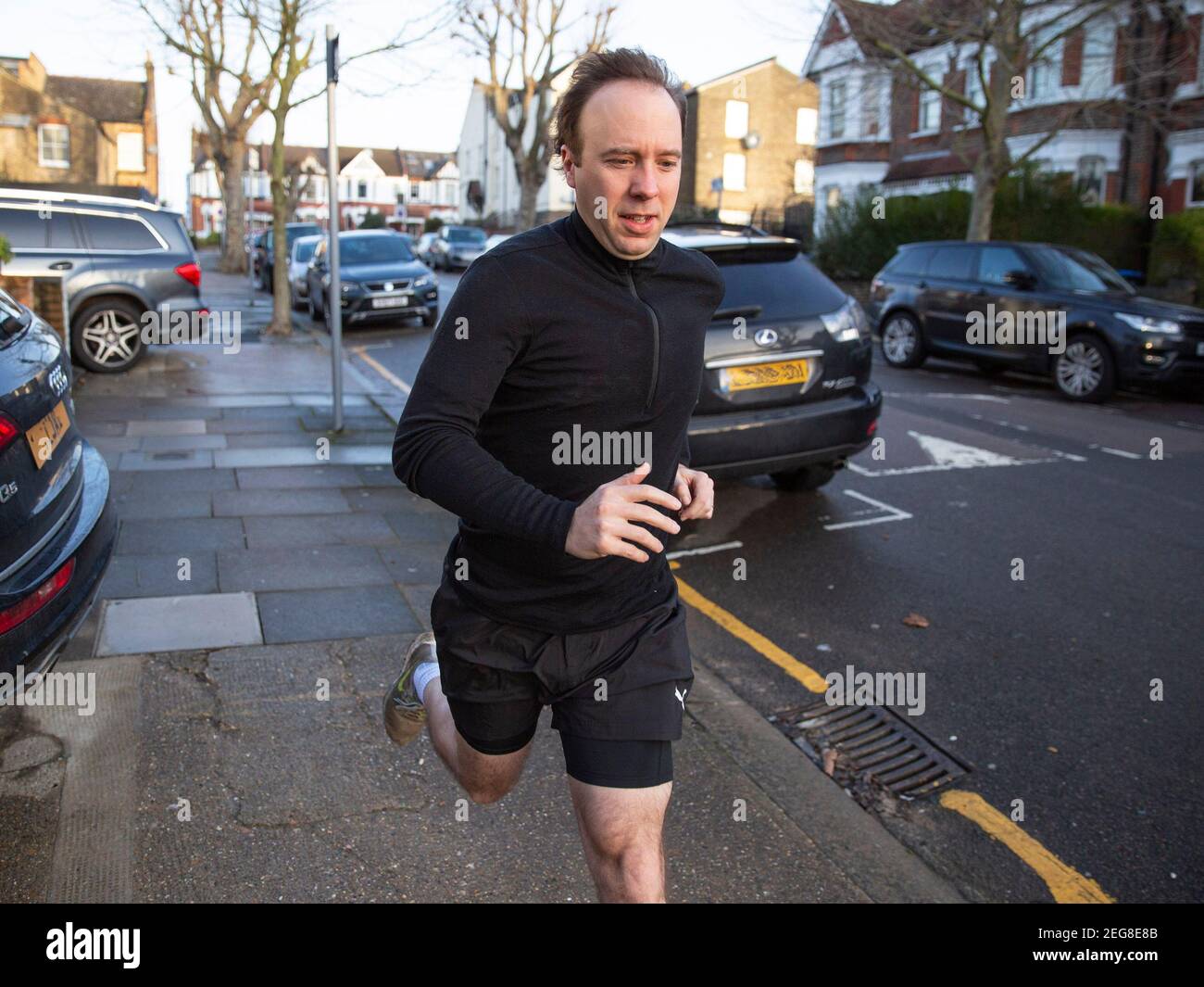 Matt Hancock, Cabinet Minister leaves his West London home on the 18th of February 2021 Stock Photo