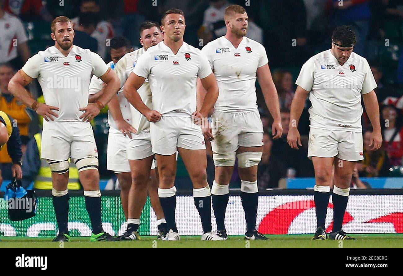 Rugby Union - England v Australia - IRB Rugby World Cup 2015 Pool A - Twickenham Stadium, London, England - 3/10/15  England players look dejected  Reuters / Andrew Winning  Livepic Stock Photo