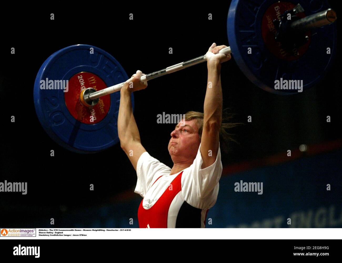 Weightlifting - The XVII Commonwealth Games - Women's Weightlifting -  Manchester - 25/7-4/8/02 Sharon Oakley - England Mandatory Credit:Action  Images / Jason O'Brien Stock Photo - Alamy