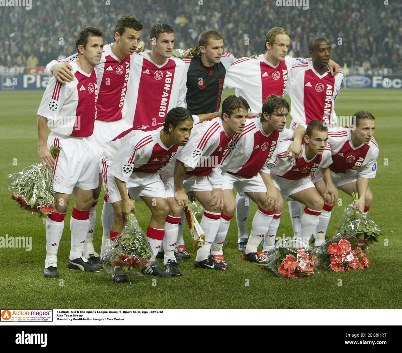 Football - UEFA Champions League Group H - Ajax v Celta Vigo - 22/10/03  Ajax Team line up Mandatory Credit:Action Images / Alex Morton Stock Photo  - Alamy