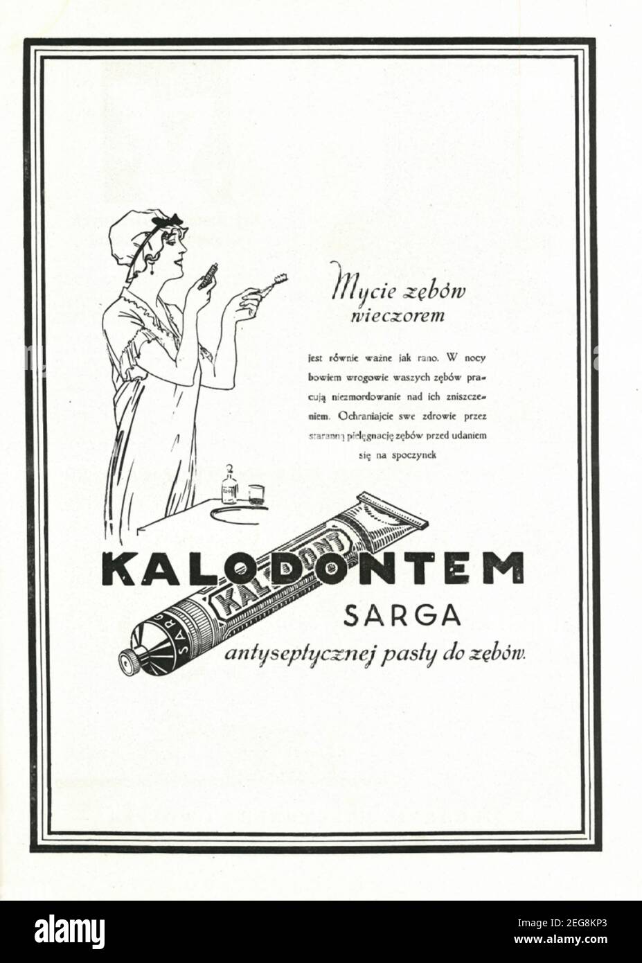 Przedwojenna reklama prasowa antyseptycznej pasty do zębów KOLODONT Sarga 1933 r Stock Photo