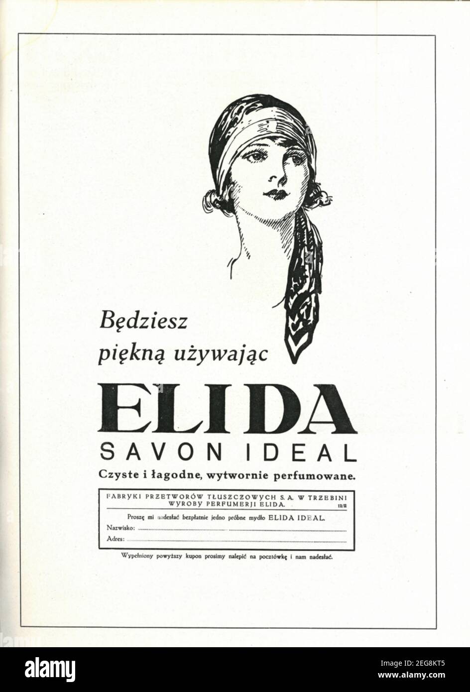 Przedwojenna reklama prasowa mydła ELIDA Savon Ideal, 1933 r Stock Photo