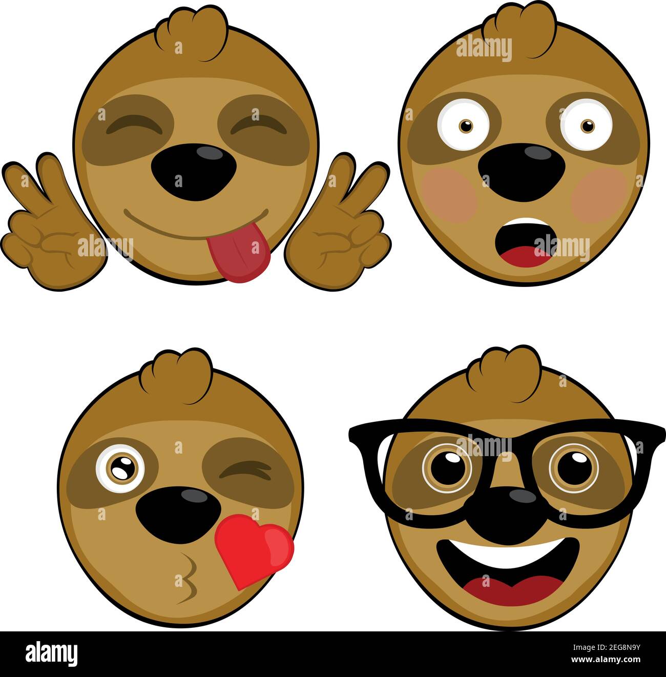 Vector illustration of a lazy cartoon with various expressions Stock Vector