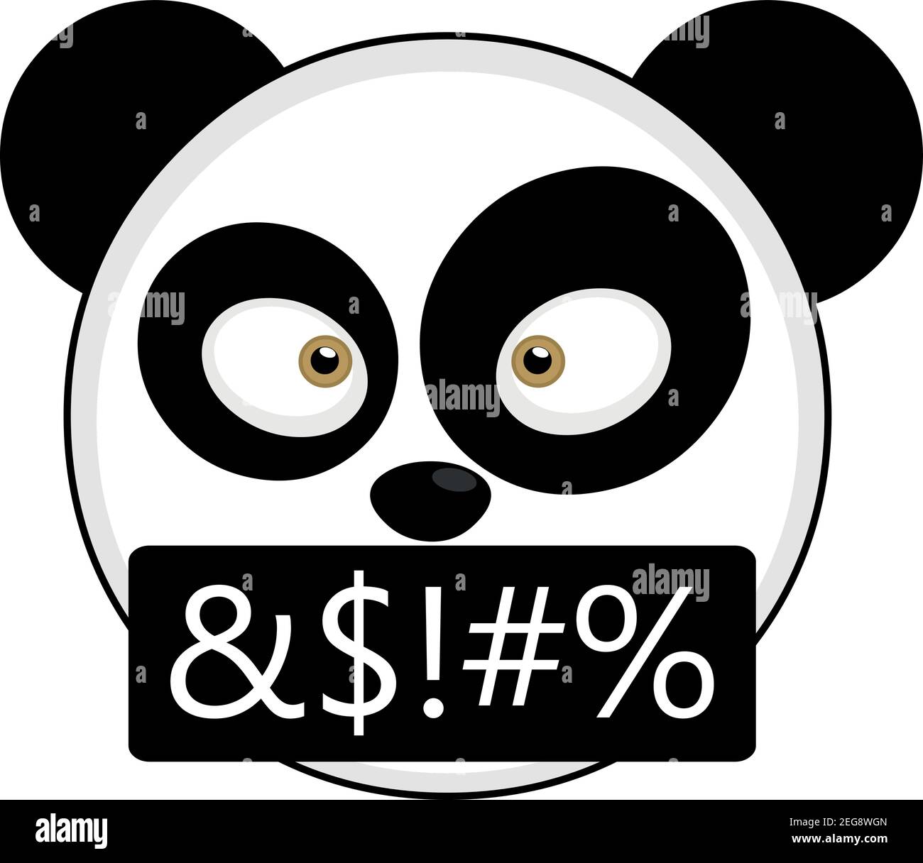 Vector illustration of a panda bear's face, angry and insulting Stock Vector
