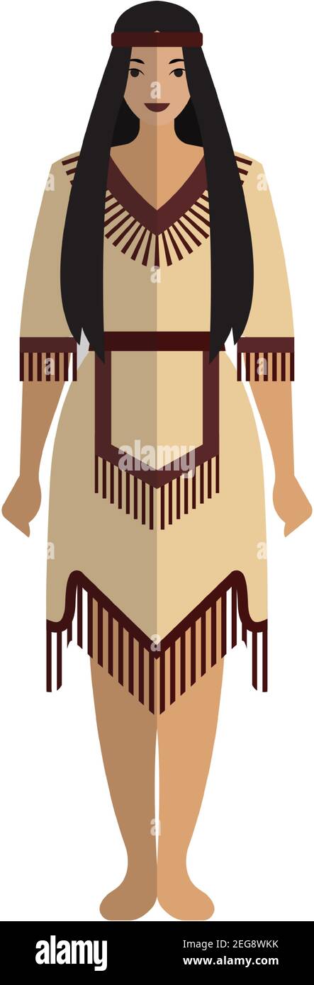 Indian american native woman vector isolated on white Stock Vector ...
