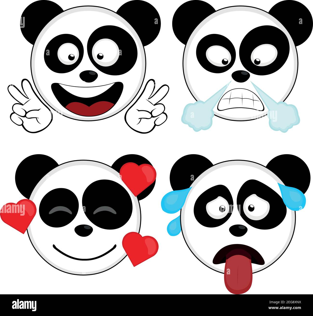 Vector illustration of expressions of a panda bear cartoon Stock Vector