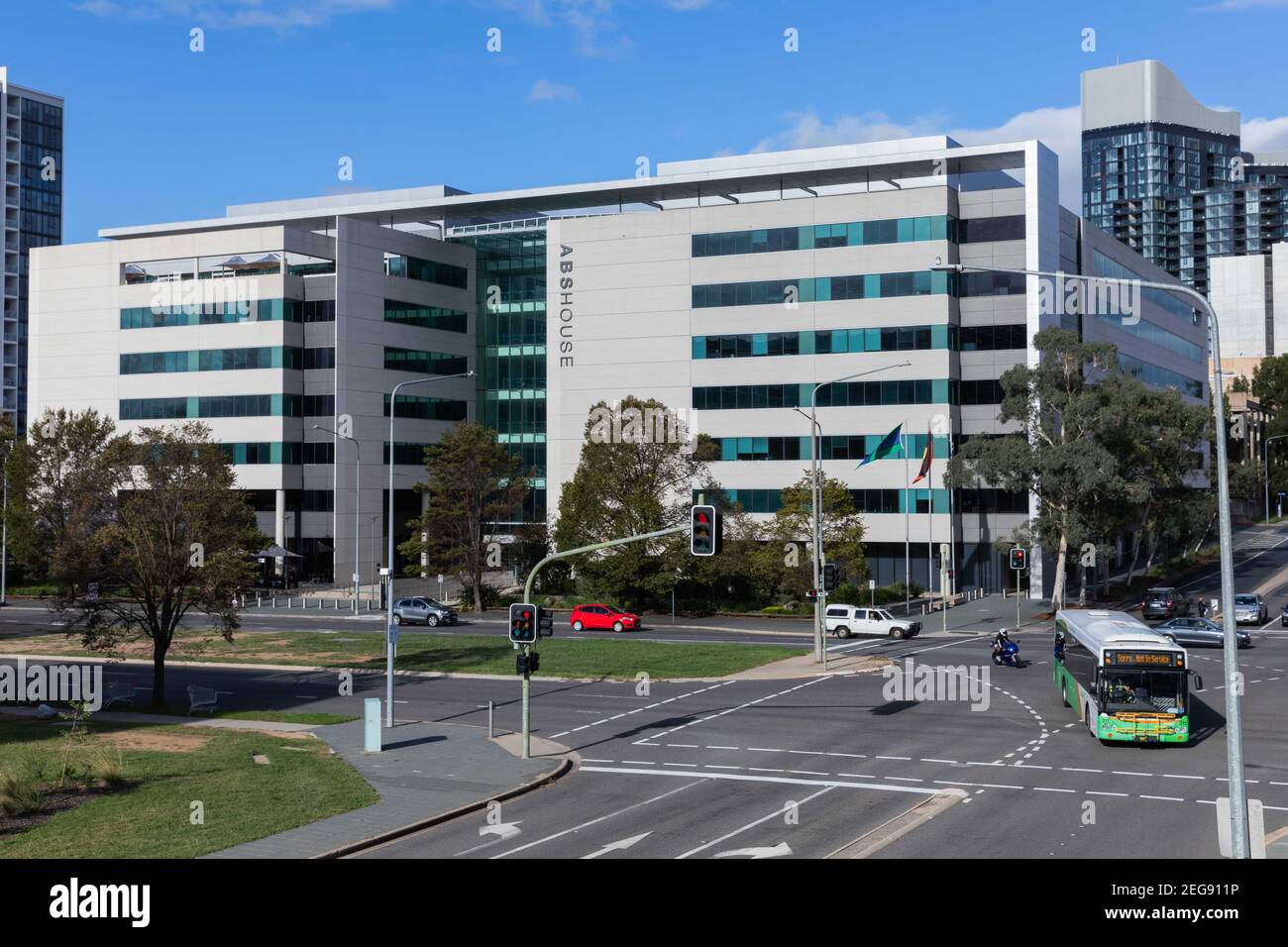 Canberra. 18th 2021. Photo taken on Feb. 2021 shows the Australian Bureau of Statistics (ABS) building in Canberra, Australia. Australia's unemployment rate has fallen for the third consecutive month as