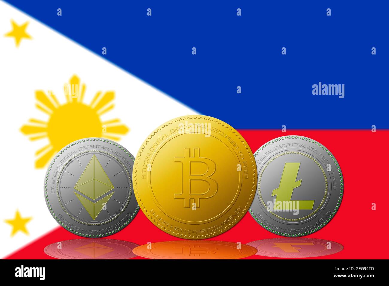 Philippines flag on a bitcoin cryptocurrency coin. 3D Rendering Stock Photo  - Alamy